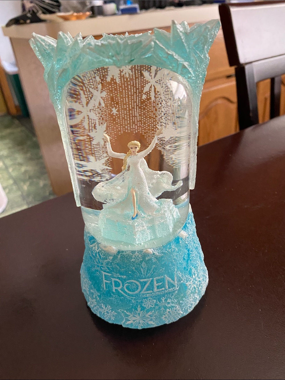 Disney Frozen Elsa Ice Blue Glitter Snow Globe Accent
